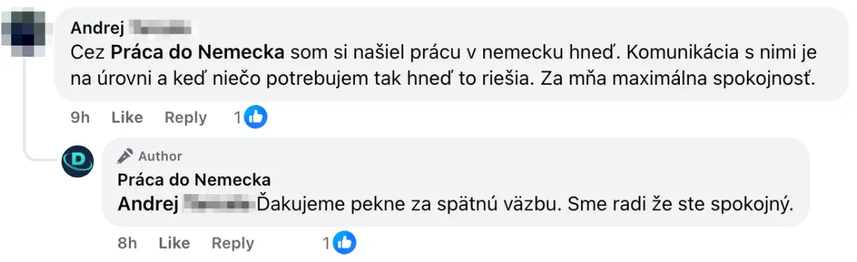 Práca do nemecka - Andrej referencia