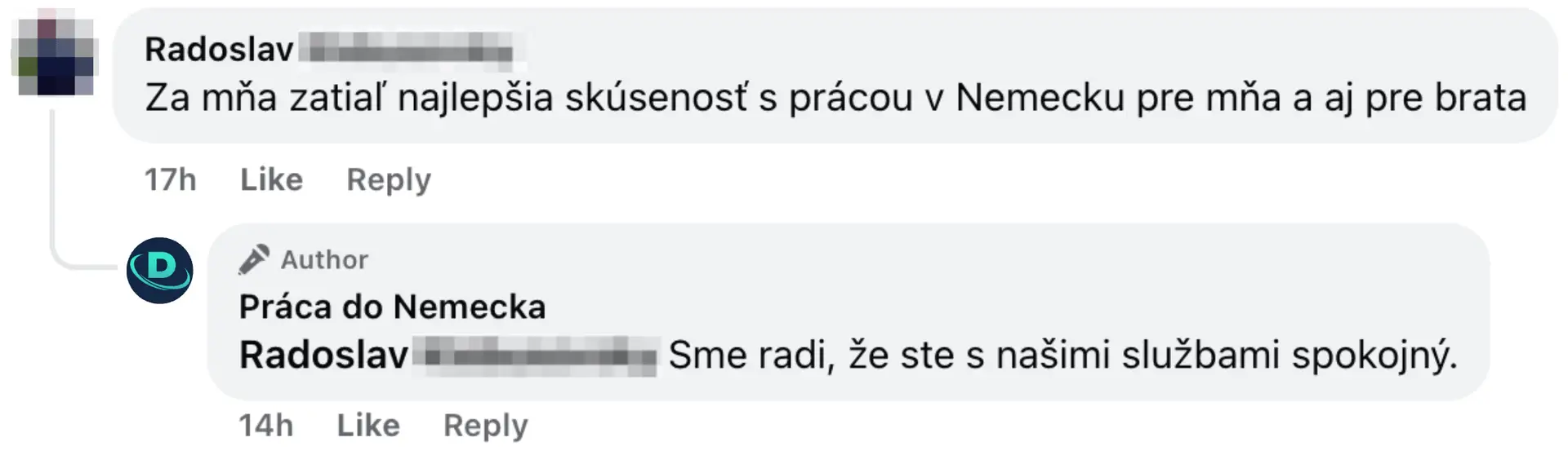 Práca do nemecka - Radoslav referencia